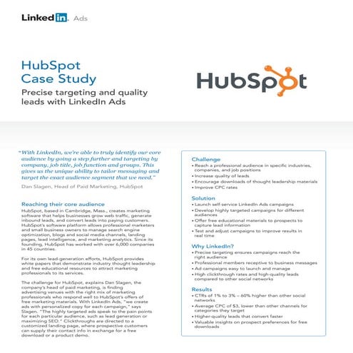 Hubspot Case Study: LinkedIn Ads