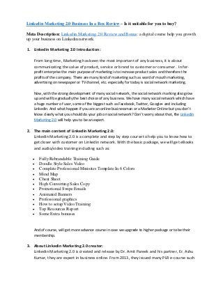 Linkedin marketing 2.0