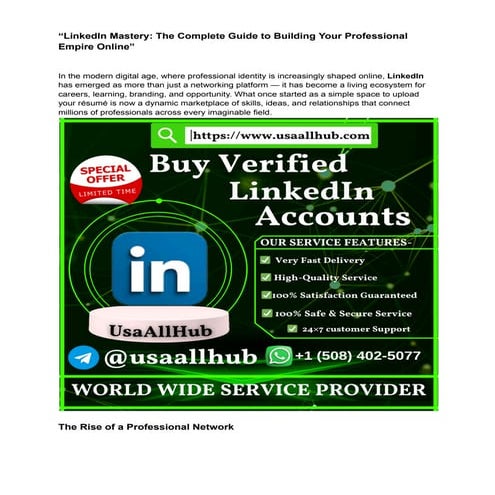 Looking to buy verified LinkedIn accounts that are secure, trusted, and ready...