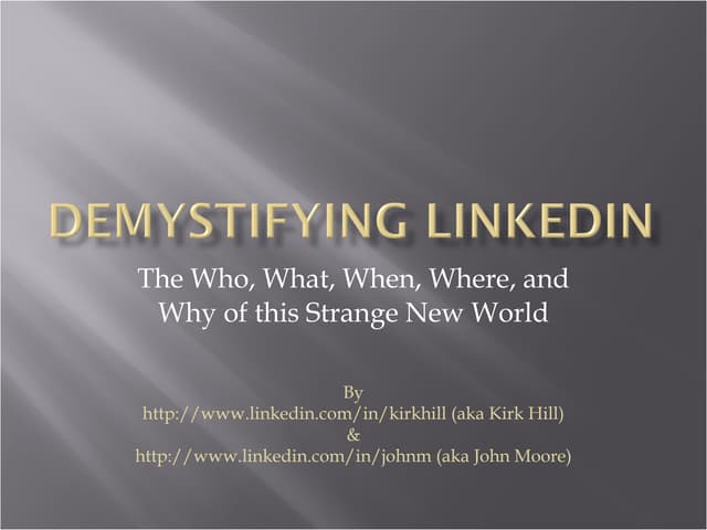 LinkedIn Presentation at MCED