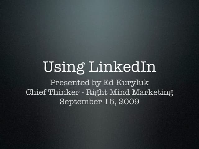 Linked In Presentation For Fairfield Chamber