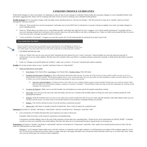 LinkedIn Profile Suggestions