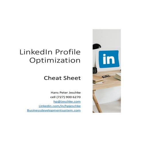 LinkedIn Profile Optimization Cheat Sheet | PDF