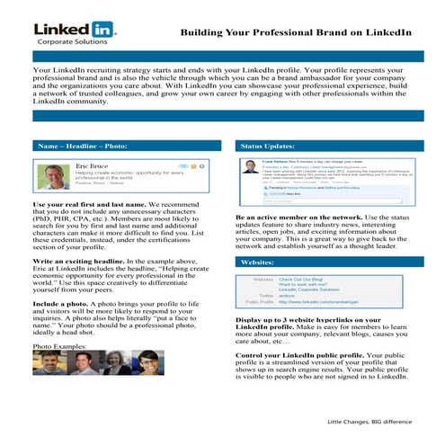 LinkedIn Profile Tips Sheet
