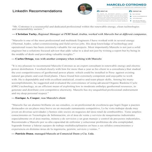 LinkedIn recommendations and references Marcelo Cotroneo | PDF