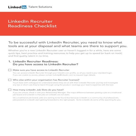LinkedIn Recruiter Readiness Checklist