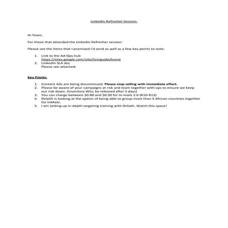 Linked in refresher session