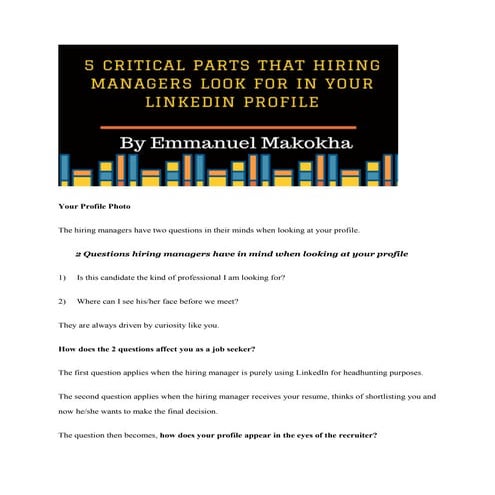 Critical Parts that Attract Hiring Mangers on your LinkedIn Profile