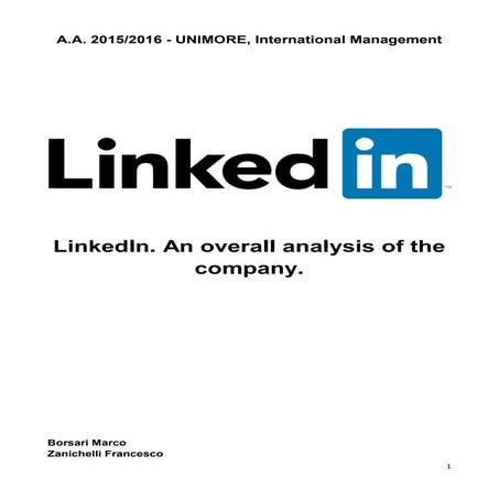 LinkedIn. An overall analysis of the company.
