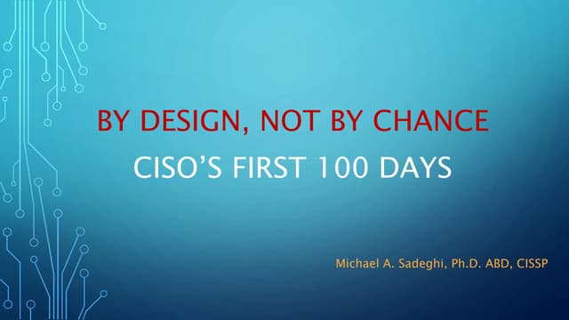 CISO's first 100 days