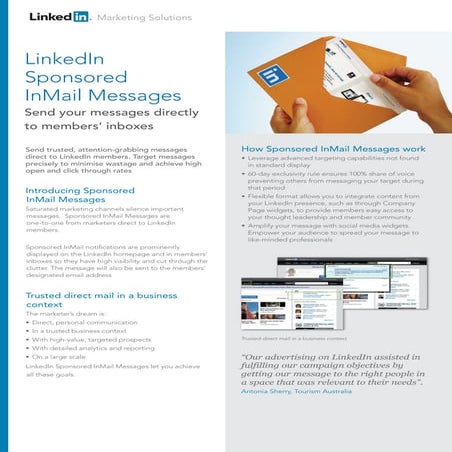 Marketing Solutions LinkedIn Sponsored InMail product sheet