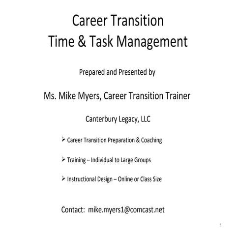 Career Transition Time & Task Management