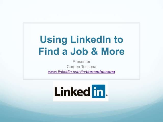 Using LinkedIn to Find a Job