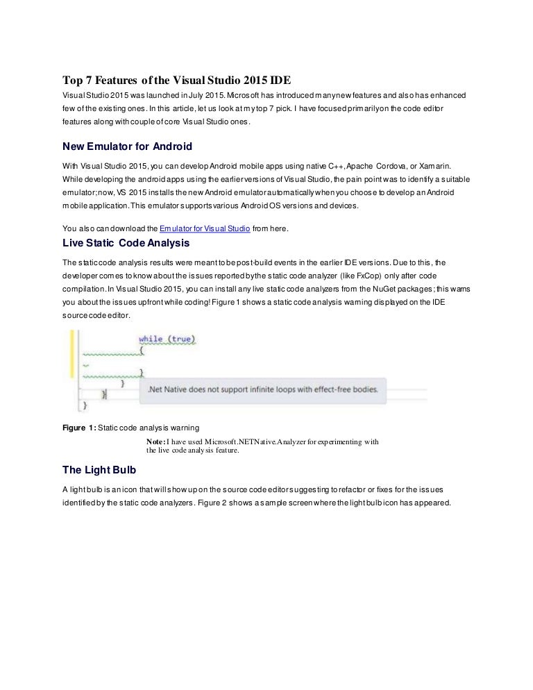 Top 7 Features Of The Visual Studio 2015 IDE