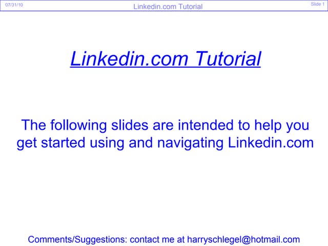 Linkedin Tutorial