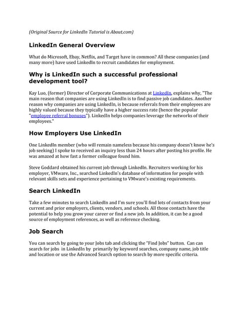 Linkedin Tutorial