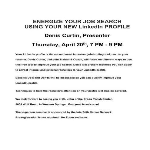LinkedIn Seminar April 20, 2023 