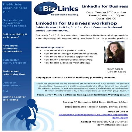 Linkedin Workshop 9th December