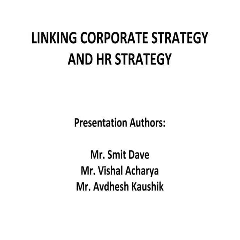Linking corporate strategy with hr strategy