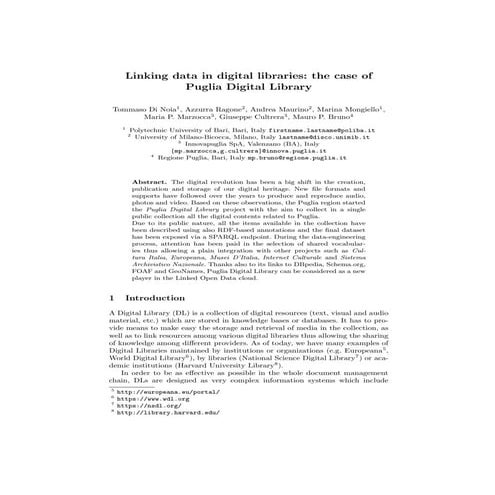 Linking data in digital libraries the case of puglia digital library