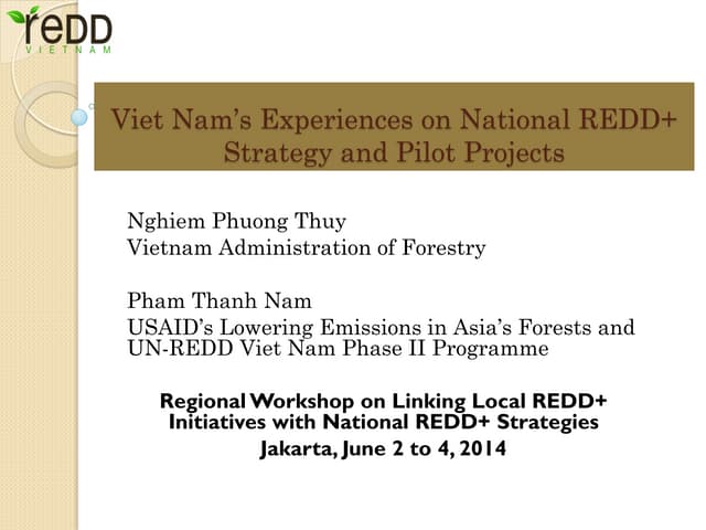 Linking national redd+ strategy and local initiatives