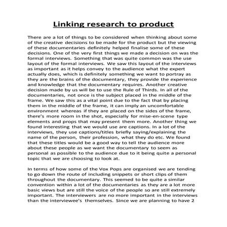 Linking research to product