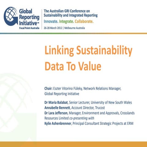 @GRIAusConf_Linking Sustainability Data To Value - Maria Balatbat