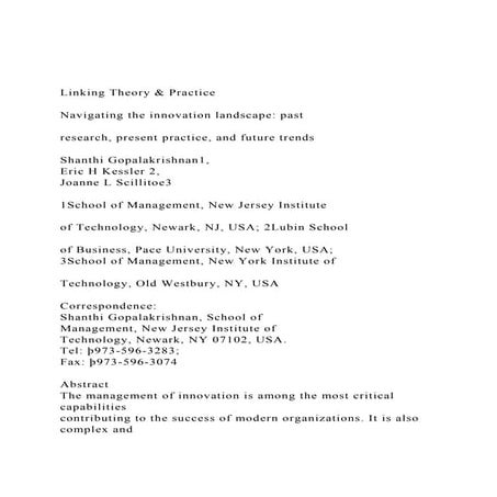 Linking Theory & PracticeNavigating the innovation landsca.docx