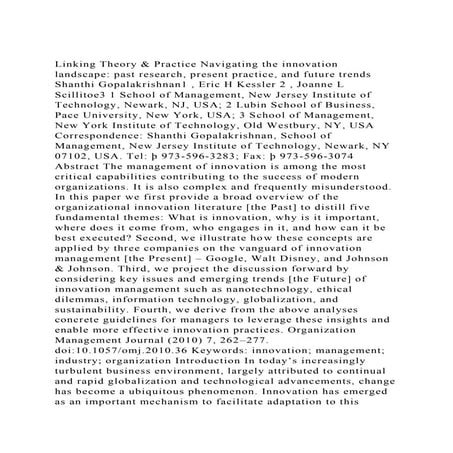 Linking Theory & Practice Navigating the innovation landscape pas.docx