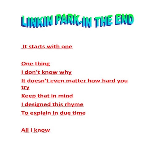 Linkin park in the end-papercut-numb-breaking the habbit y faint