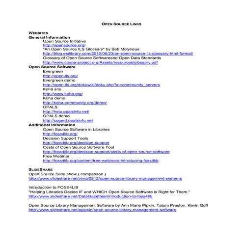 Open Source Resources