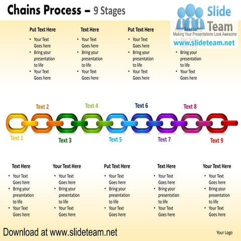 Links of chains pieces weakest links process 9 stages style 1 powerpoint diag...