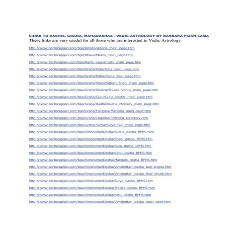  LINKS TO RASHIS, GRAHA, MAHADASHAS - VEDIC ASTROLOGY BY BARBARA PIJAN LAMA