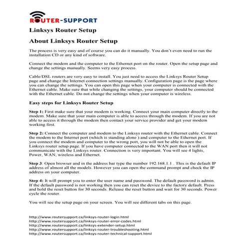Linksys router setup