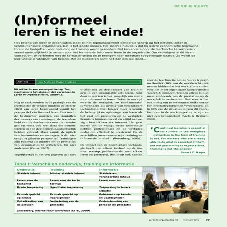 (In)formeel leren is het einde! Jos Arets & Vivian Heijnen