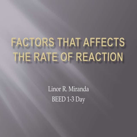 factors that affects the rate of reaction