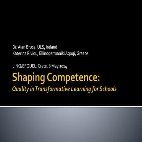 Shaping Competence: Quality on transformative learning for schools
