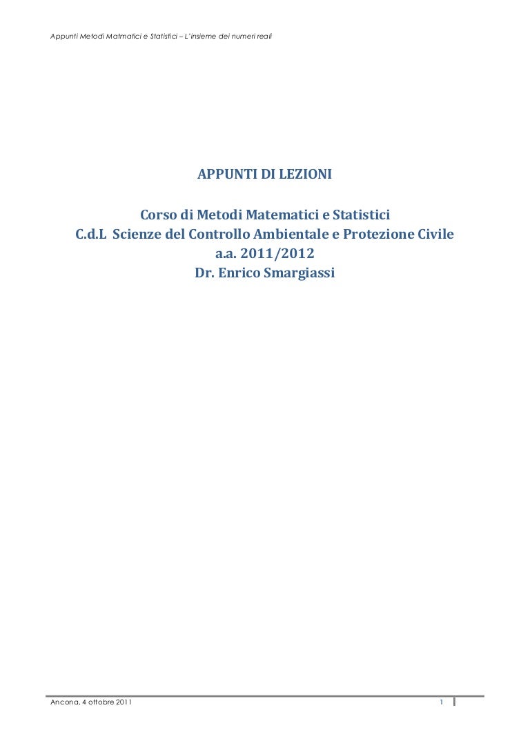 L Insieme Dei Numeri Reali