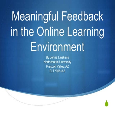Meaningful Feedback in the Online Learning Environment