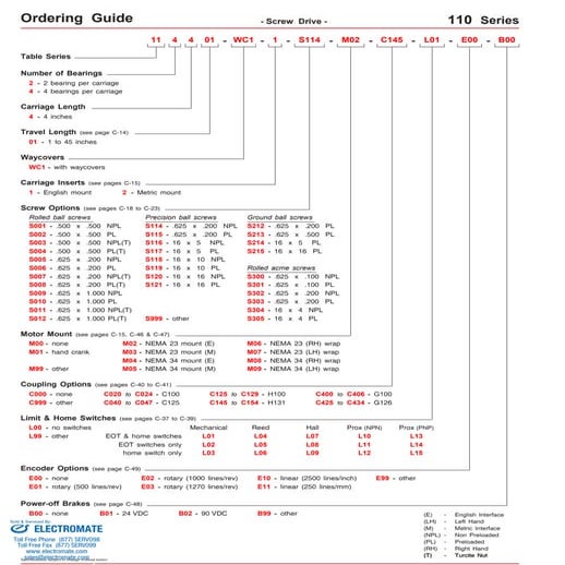 Lintech 110series specsheet