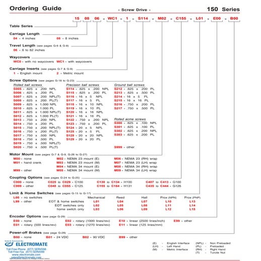 Lintech 150series specsheet