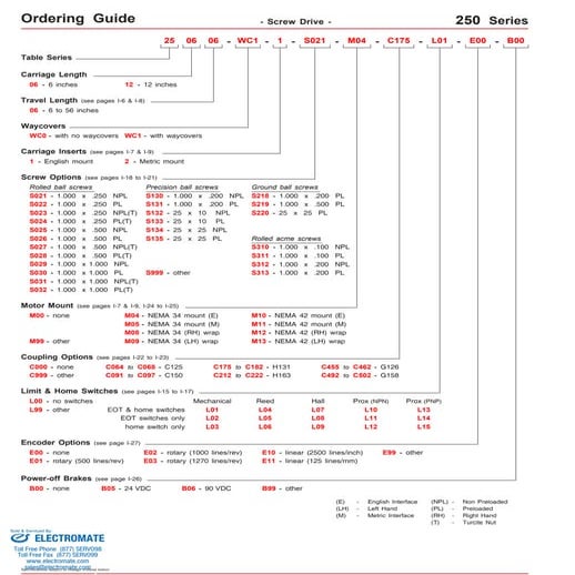 Lintech 250series specsheet