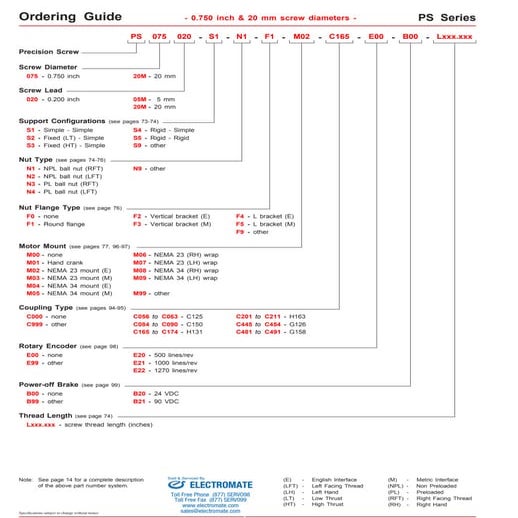 Lintech ball screw_ps075series_specsheet
