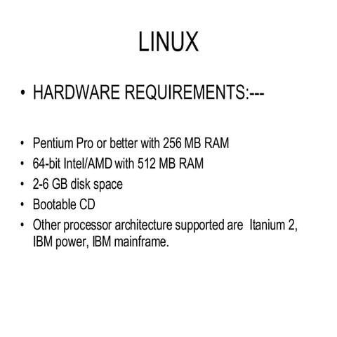 Linux | PPT | Operating Systems | Computer Software and Applications