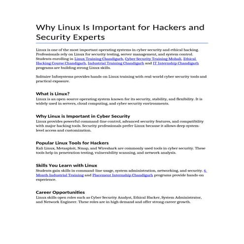 Why Linux Is Crucial for Hackers and Cyber Security Experts | DOCX