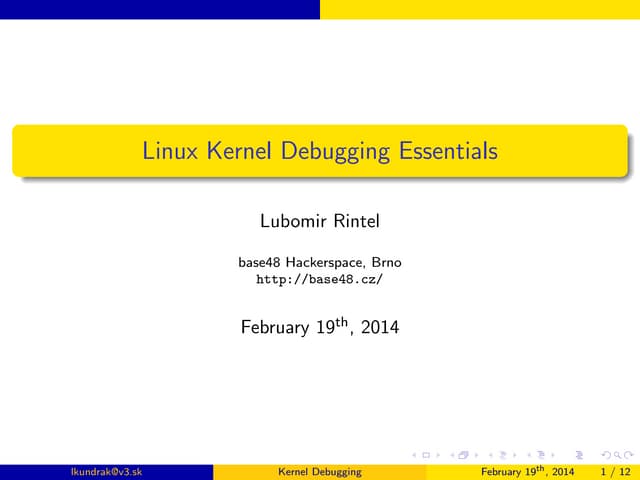 Linux Kernel Debugging Essentials workshop