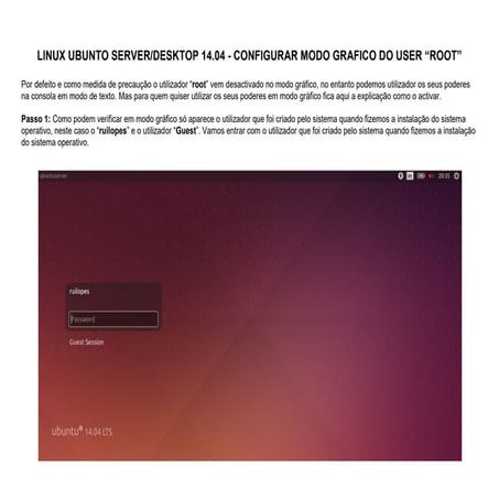 Linux Ubuntu Server - Configurar modo grafico do user root