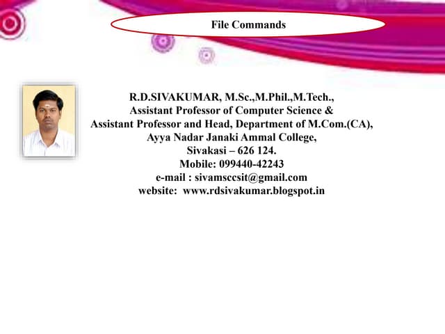 File Commands - R.D.Sivakumar