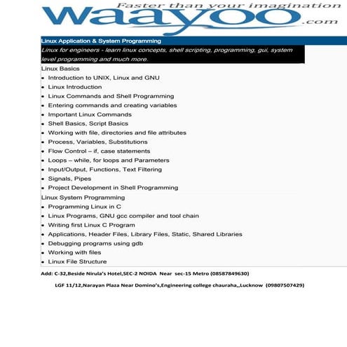 Linux application regular and Summer Training Programme in waayoo.com