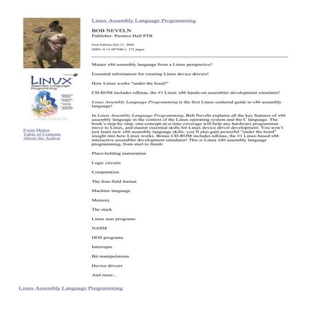 Linux assembly language programming | PDF
